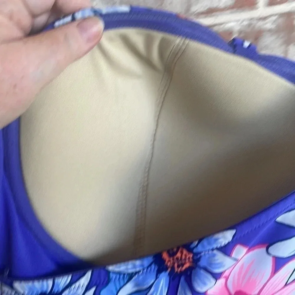 Old Navy Purple‎ Floral Halter Tankini Swim Top